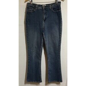 Denim & Company dark Wash boot cut jeans size 10 Western Boho Biker Classic P